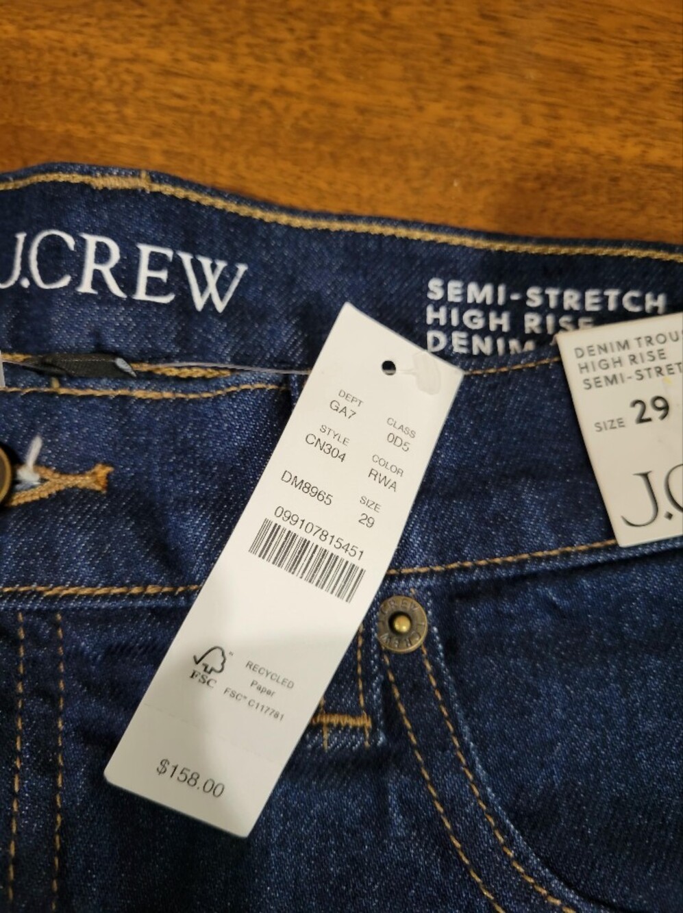 J Crew Denim trouser jean CN304 Size 29 Wide Leg NWT - Picture 10 of 10